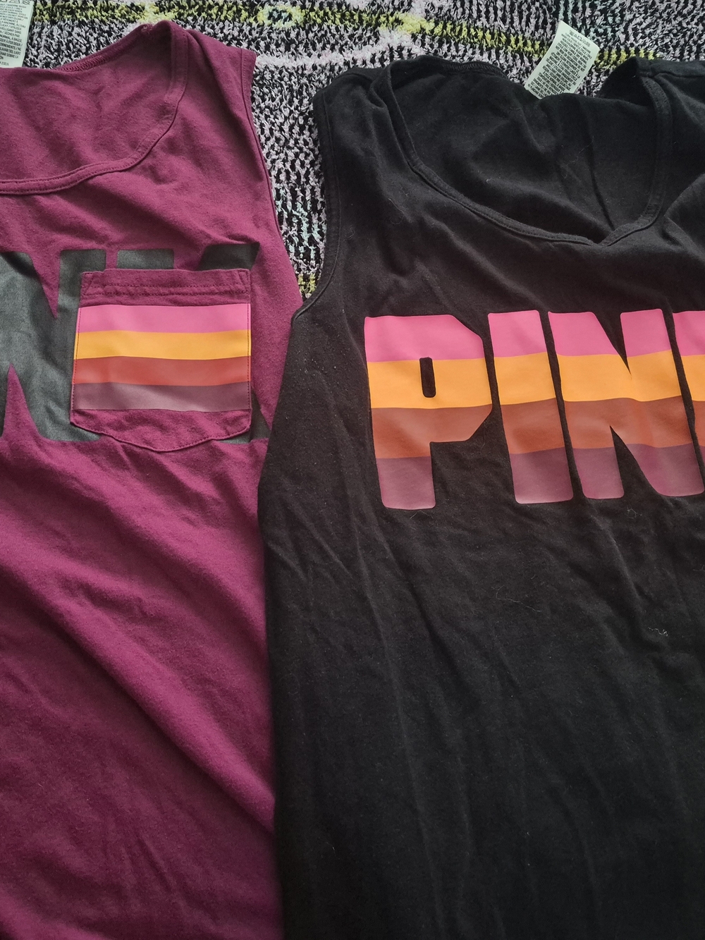 PINK Victoria's Secret Black & Berry Gradient Logo Tank